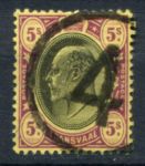 Трансвааль 1902 г. • Gb# 254 • 5 sh. • Эдуард VII • в.з. CA • стандарт • Used F-VF ( кат. - £45 )