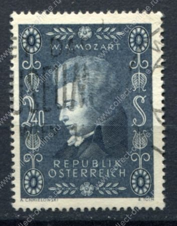 Австрия 1957 г. • MI# 1024(Sc# 609) • 1.50 s. • Моцарт • 200 лет со дня рождения • Used VF ( кат. - €2 )