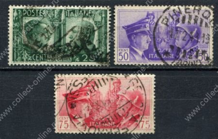 Италия 1941 г. • Mi# 625-627 • 25 - 75 c. • союз Рим-Берлин • фюрер и дуче • Used VF