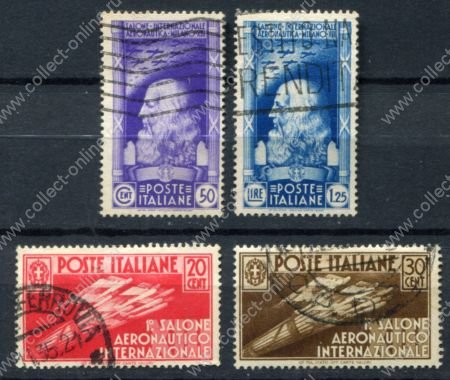 Италия 1935 г. • Mi# 528-531 • 10 c. - 1.25 L. • Международный авиационный салон в Милане • полн. серия • Used VF ( кат.- $20 )