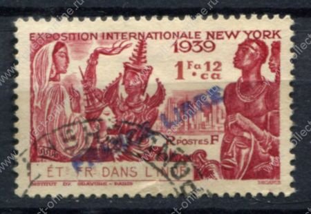 Французская Индия 1941 г. • Iv# 157 • 1 fr. 12 ca. • надпечатка "FRANCE LIBRE" • Used VF
