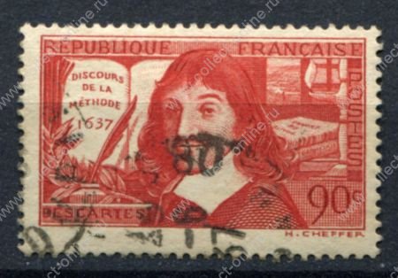 Франция 1937 г. • Mi# 347 II • 90 c. • Рене Декарт • Used VF