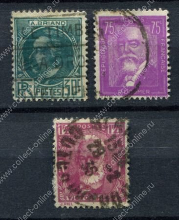 Франция 1933 г. • Sc# 291-3 • 30 c. - 1.25 fr. • Французские писатели • Used F- • полн. серия ( кат. - $12 )