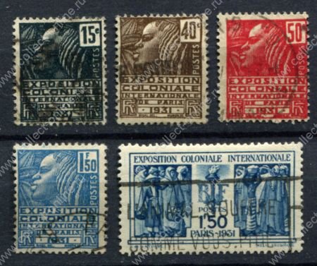Франция 1930 г. • Sc# 258-262 • 15 c. - 1.50 fr. • Выставка французских колоний • Used F-VF • полн. серия ( кат. - $4 )