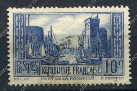 Франция 1929-1933 гг. Sc# 252 • 10 fr. • Порт Ла-Рошель (тип III) • Used F-VF ( кат. - $6 )