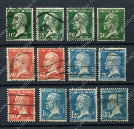 Франция 1923-1926 гг. • SC# 185-196 • 10 c. - 1.50 fr. • Луи Пастер • стандарт • полн. серия ( 12 марок ) • Used VF ( кат.- $ 15 )
