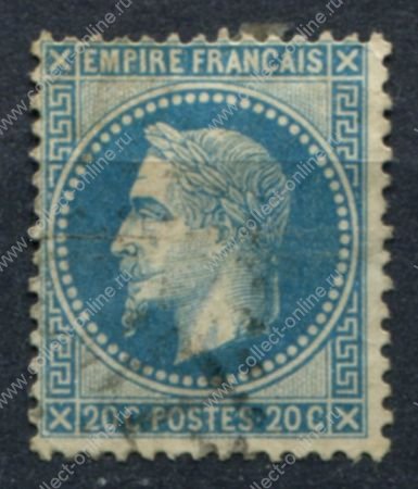Франция 1863-1870 гг. • Sс# 33 • 20 c. • Император Наполеон III • стандарт • Used F-VF ( кат.- $2 )