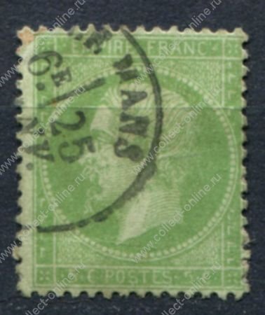 Франция 1862-1871 гг. • Sc# 23 • 5 c. • Император Наполеон III • стандарт • Used VF ( кат.- $10 )