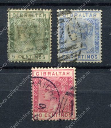 Гибралтар 1889-1896 гг. • Gb# 22-23, 26 • 5,10,25 c. • Королева Виктория • стандарт • Used F-VF*