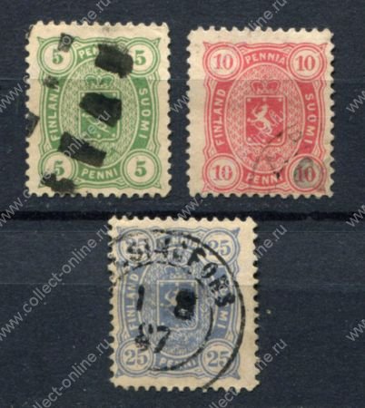 Финляндия 1885 г. • Mi# 20-21,23 • 5,10,25 пенни • стандарт • Used F-VF*