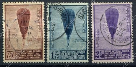 Бельгия 1932 г. • Mi# 344-6 • 75 c. - 2.50 fr. • полет в стратосферу • Used XF