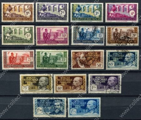 Французская Экваториальная Африка 1937-1942 гг. • Iv# 33..56+ • 1 c. - 1.75 fr. • осн. выпуск • 17 номиналов • MNG/Used VF