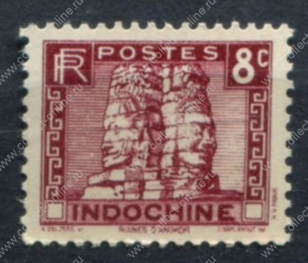 Индокитай 1931-1939 гг. • Iv# 160B • 8 c. • статуи храма Ангкор-Ват • MNH OG VF