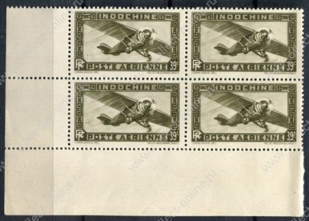 Индокитай 1941 г. • Iv# A18 • 39 c. • самолет • авиапочта • кв. блок • MNH OG XF+