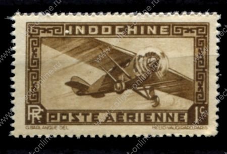 Индокитай 1933-1938 гг. • Iv# A1 • 1 c. • самолет • авиапочта • MNH OG VF