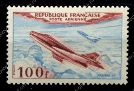 Франция 1954 г. • Iv# A30 • 100 fr. • французские самолеты • Дассо M-4 • авиапочта • MNH OG VF