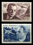 Франция 1948 г. • Mi# 809-810 • французские летчики • авиапочта • полн. серия • MNH OG VF