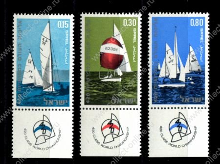 Израиль 1970 г. • Mi# 476-478 • Парусный спорт • Чемпионат мира в классе 420 • с купонами • полн. серия • MNH OG Люкс!