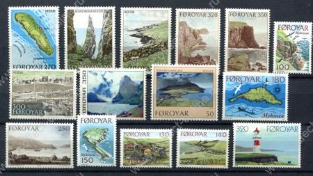 Фарерские о-ва 1975-1990 гг. • Карты и ландшафты островов • подборка 15 марок • MNH OG XF