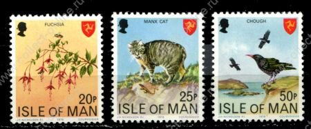 Мэн о-в 1978 г. • Sc# 126-128 • осн. выпуск • флора и фауна • 3 марки • MNH OG VF