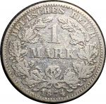 Германия 1874 г. G (Карлсруэ) • KM# 7 • 1 марка • (серебро) • Имперский орел • регулярный выпуск • F-