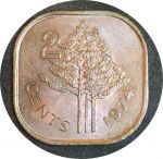 Свазиленд 1974 г. • KM# 22 • 2 цента • Собуза II • деревья • регулярный выпуск • MS BU
