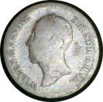 Нидерланды 1848 г. • KM# 75 • 10 центов • Виллем II • серебро • регулярный выпуск • F-