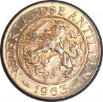Нидерландские Антильские острова 1963 г. • KM# 1 • 1 цент • нидерландский лев • регулярный выпуск • MS BU Люкс!!