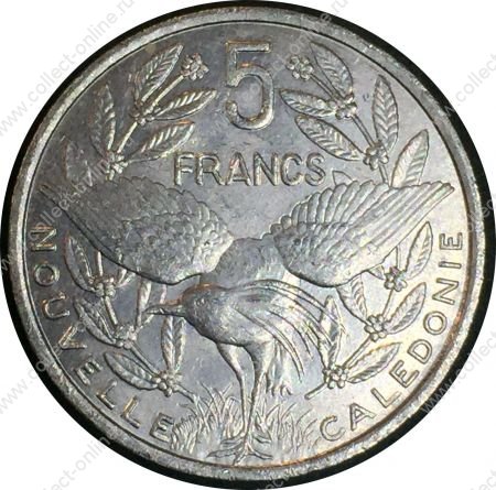 Новая Каледония 1992 г. KM# 16 • 5 франков • птица Кагу • регулярный выпуск • MS BU