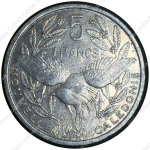 Новая Каледония 1986 г. • KM# 16 • 5 франков • птица Кагу • регулярный выпуск • BU-