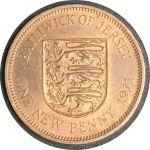 Джерси 1971 г. • KM# 30 • 1 нов. пенни • Елизавета II • герб территории • регулярный выпуск • MS BU