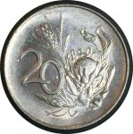 Южная Африка 1966 г. • KM# 69.1 • 20 центов • Ян ван Рибек • полевые цветы • регулярный выпуск • BU