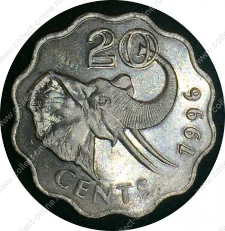 Свазиленд 1996 г. • KM# 50.1 • 20 центов • слон • регулярный выпуск • BU-