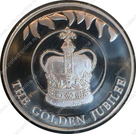 Фолкленды 2002 г. • KM# 80.1 • 50 пенсов • 50-летие правления Елизаветы II • корона • памятный выпуск • MS BU пруф