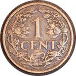 Нидерланды 1922 г. • KM# 152 • 1 цент • регулярный выпуск • XF+