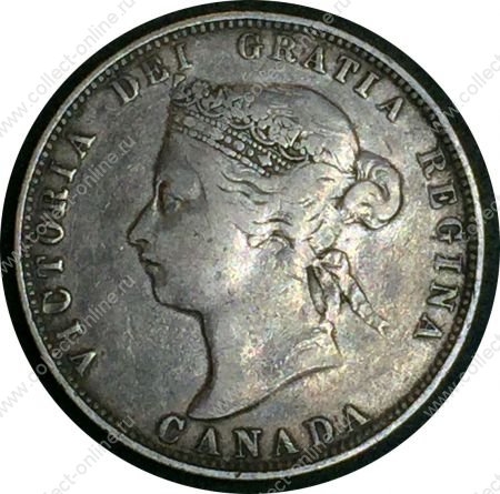 Канада 1874 г. H • KM# 5 • 25 центов • Виктория • серебро • VF ( кат. -$50+ )