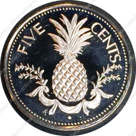 Багамы 1974 г. • KM# 60 • 5 центов • ананас • герб островов • регулярный выпуск • MS BU Люкс!! пруф