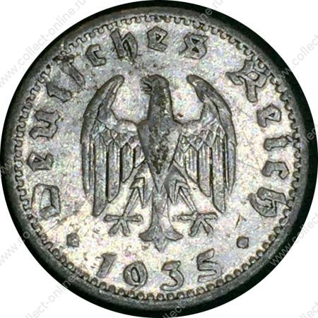 Германия • 3-й рейх 1935 г. A (Берлин) • KM# 87 • 50 рейхспфеннигов • орел • регулярный выпуск • XF-AU ( кат. - $10+ )