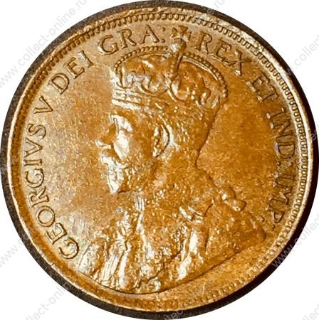 Канада 1917 г. • KM# 21 • 1 цент • Георг V • регулярный выпуск • AU