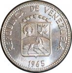 Венесуэла 1965 г. • KM# 38.2 • 5 сентимо • герб Республики • регулярный выпуск • MS BU
