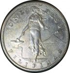 Филиппины 1908 г. S • KM# 172 • 1 песо • американский орел на щите • серебро • регулярный выпуск • BU- ( кат. - $100 )