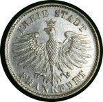 Франкфурт 1844 г. • KM# 335 • 6 крейцеров • герб • серебро • регулярный выпуск • BU ( кат. - $80 )