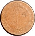 Цейлон 1870 г. • KM# 93 • 5 центов • Виктория • пальма • регулярный выпуск(первый год) • F-