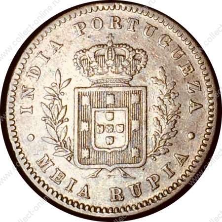 Португальская Индия • 1882 г. • KM# 311 • ½ рупии • король Луиш I • серебро • регулярный выпуск • XF ( кат. - $120 )