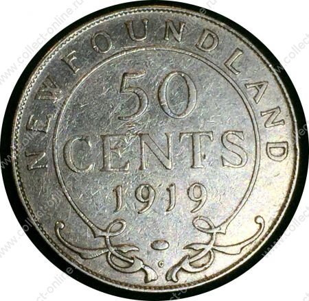 Ньюфаундленд 1919 г. C • KM# 12 • 50 центов • Георг V • серебро • регулярный выпуск • VF
