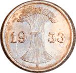 Германия 1933 г. A (берлин) • KM# 37 • 1 рейхспфенниг • сноп пшеницы • регулярный выпуск • AU+