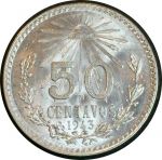 Мексика 1943 г. • KM# 447 • 50 сентаво • серебро • регулярный выпуск • MS BU Люкс!!!
