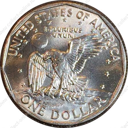 США 1999 г. P • KM# 207 • 1 доллар • Сьюзен Энтони • орел на луне • регулярный выпуск • MS BU Люкс!