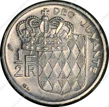 Монако 1968 г. KM# 145 • ½ франка • Ренье III • герб княжества • регулярный выпуск(первый год) • AU+