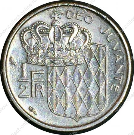 Монако 1968 г. KM# 145 • ½ франка • Ренье III • герб княжества • регулярный выпуск(первый год) • AU